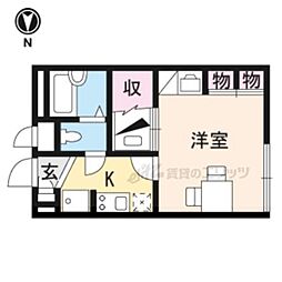 レオパレス長福の厨子 1Kの間取図画像