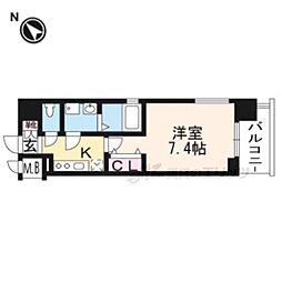 CRYSTALGLANZ京都西大路 1Kの間取図画像