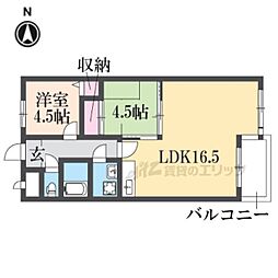 ドミール東寺 2LDKの間取図画像