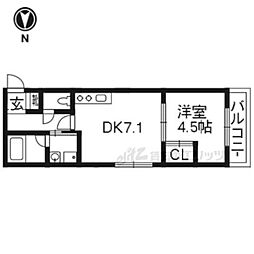 BlandollO&N 1DKの間取図画像
