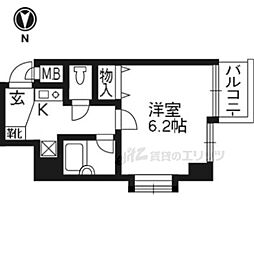 ベラジオ四条堀川 1Kの間取図画像