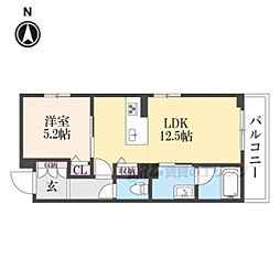 ヴェスプッチ 二条城 1LDKの間取図画像