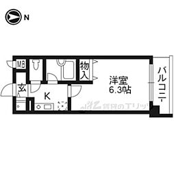 パークウエスト雅 1Kの間取図画像