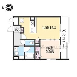 グランドール京都 1LDKの間取図画像