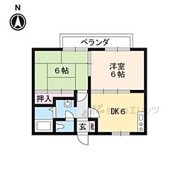 ハイツ湖風 2DKの間取図画像