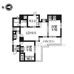 フィエストーレ四条 2LDKの間取図画像