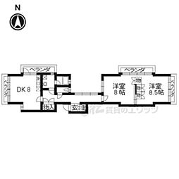 アーバネックス三条 2DKの間取図画像
