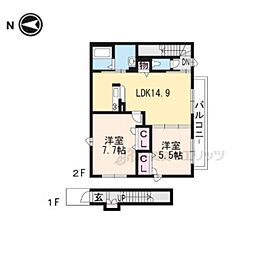 メイプルハイツ 2LDKの間取図画像