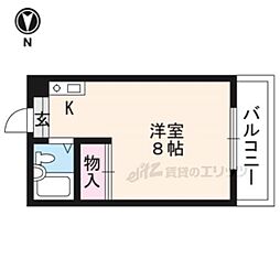 鞘町フラッツ ワンルームの間取図画像
