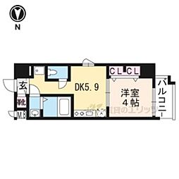 エステムコート京都東寺朱雀邸 1DKの間取図画像