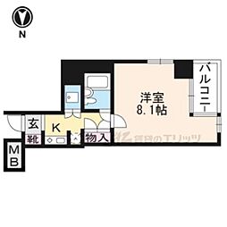 ホーユウコンフォルト二条城前 1Kの間取図画像