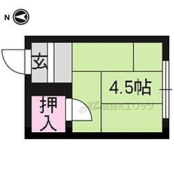 北野アパート ワンルームの間取図画像