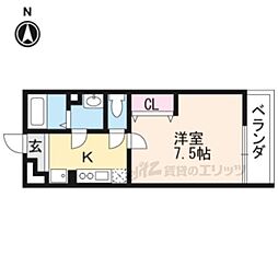 Inlegno円町 1Kの間取図画像