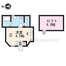 willvillage一里山 1Kの間取図画像