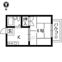 ループ芹川A 1Kの間取図画像