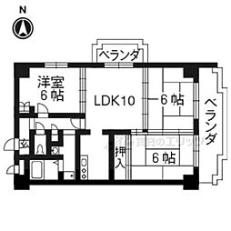 プルーリオン椥辻 3LDKの間取図画像