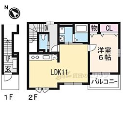 ラフィーネ坂本 1LDKの間取図画像