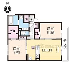 クレメント 2LDKの間取図画像