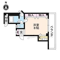 メゾン東大津 1Kの間取図画像