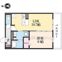 ヴィダ西京極 1LDKの間取図画像
