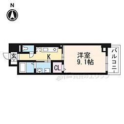 ヒラソル瀬田 1Kの間取図画像