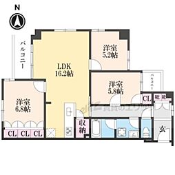 Linden夷町 3LDKの間取図画像