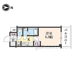 京都市南区戒光寺町マンション 1Kの間取図画像