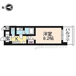 アーバンフラッツ五条堀川 1Kの間取図画像