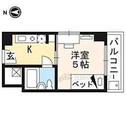 コスモリード京都今出川 ワンルームの間取図画像