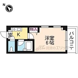 ヴィラ東海15号館 1Kの間取図画像