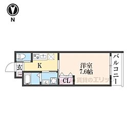 LEI CORT椥辻I 1Kの間取図画像