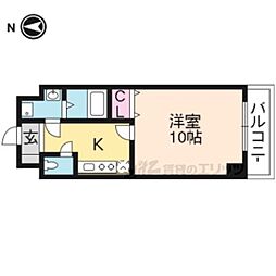 PINE館5 1Kの間取図画像