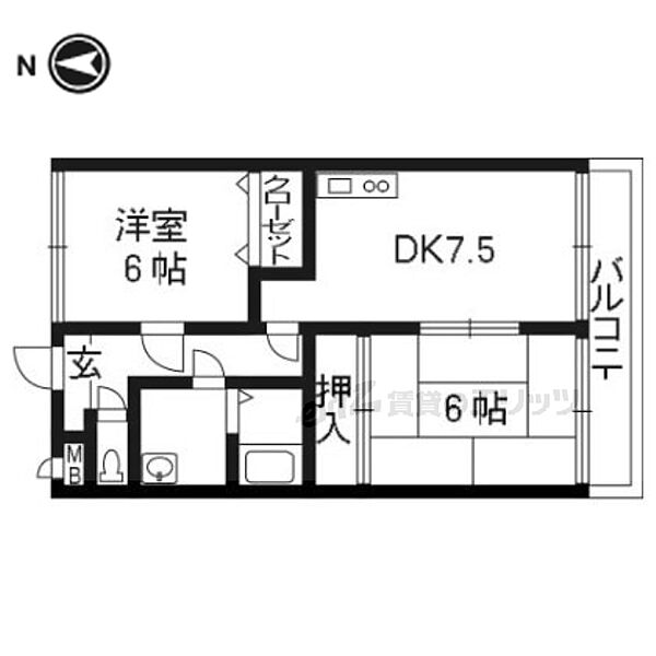 京都府京都市山科区西野大鳥井町(賃貸マンション2DK・1階・50.05㎡)の写真 その2