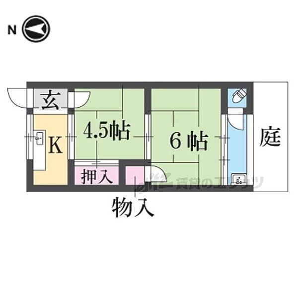 第一富士栄荘 102｜京都府京都市下京区七条御所ノ内北町(賃貸アパート2K・1階・22.00㎡)の写真 その2