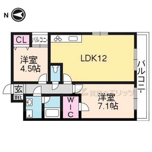 京都府京都市伏見区下油掛町(賃貸マンション2LDK・2階・53.06㎡)の写真 その2