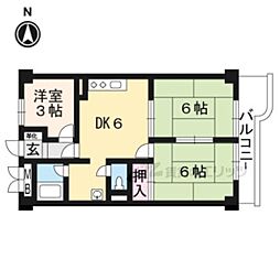 パールハイツイナリ 3DKの間取図画像