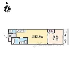 LEI椥辻 1LDKの間取図画像