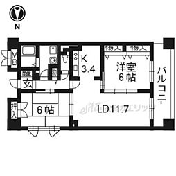 メゾン油小路 2LDKの間取図画像