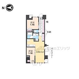 レーベン京都河原町 1LDKの間取図画像