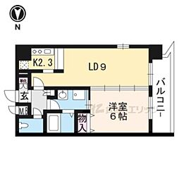 ライジングコート京都西院フロンティア 1LDKの間取図画像
