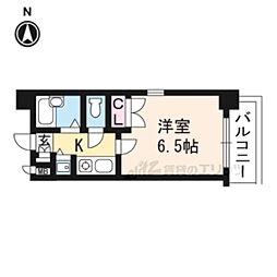 リーガル京都五条烏丸 1Kの間取図画像