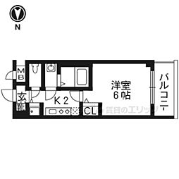 プレサンス京都五条天使突抜 1Kの間取図画像
