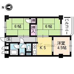 プルーリオン勧修寺 3DKの間取図画像