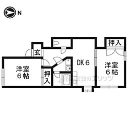 中井荘 2DKの間取図画像