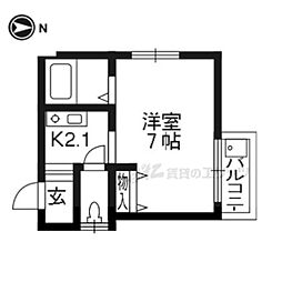 マーブル 1Kの間取図画像