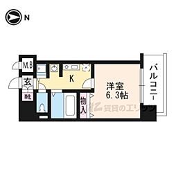 アクロス京都西大路 1Kの間取図画像