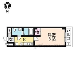 フラッティ壬生坊城 1Kの間取図画像