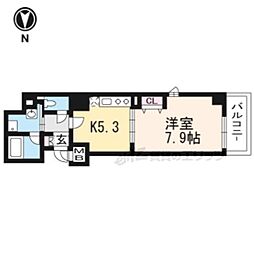 アスヴェル京都西七条 1DKの間取図画像