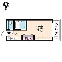 リビエイール ワンルームの間取図画像