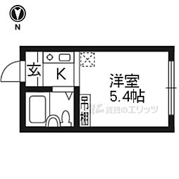 川田道ハイツ ワンルームの間取図画像